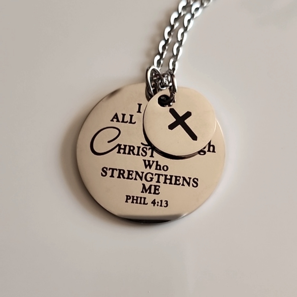 PHIL 4:13 I can do all things  Necklace Scripture Reminder stainless steel NP - Picture 4 of 4